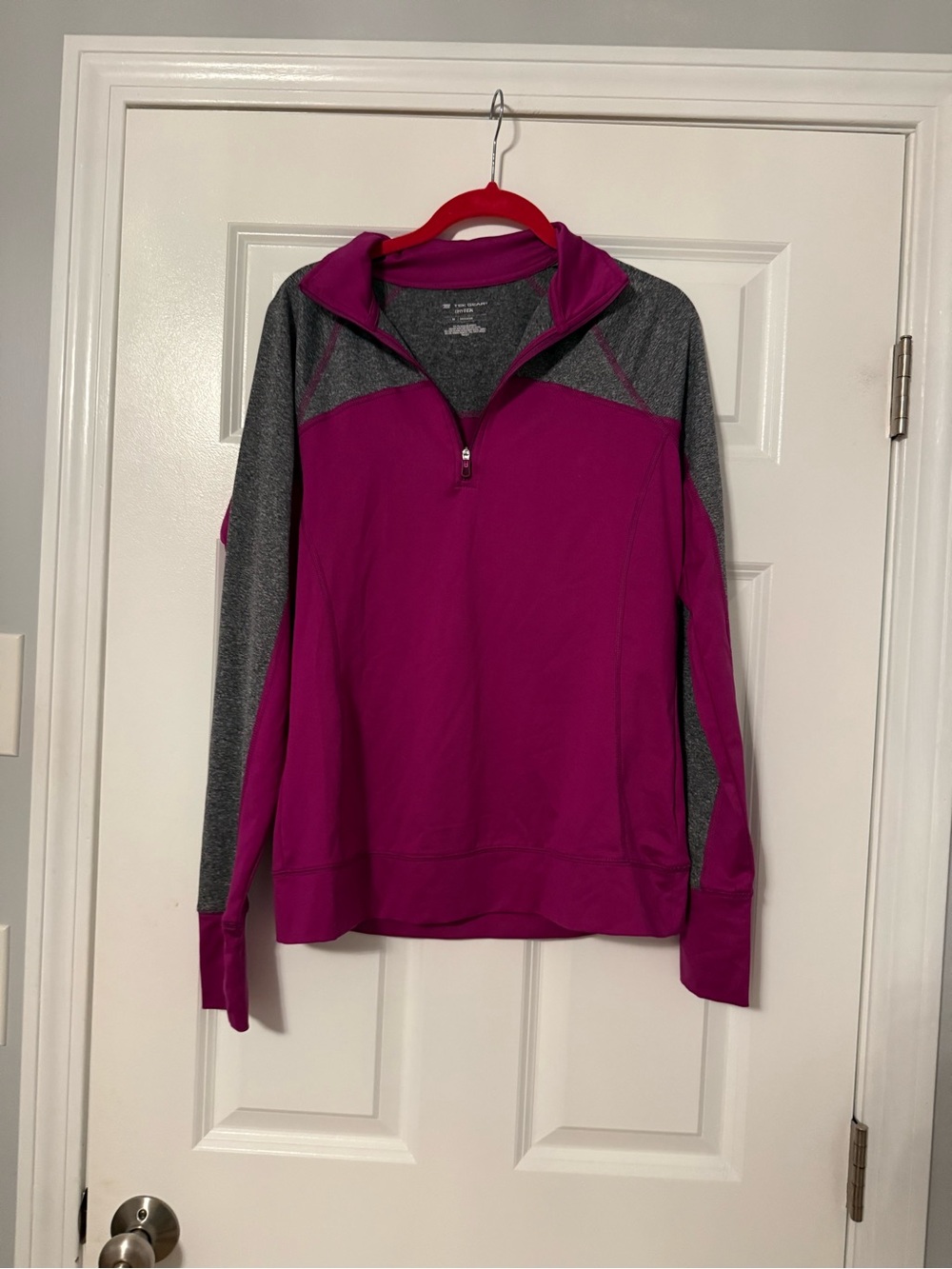 Tek Gear | Purple Grey Dry Tek Quarter Zip Pullover Sweatshirt | Size M